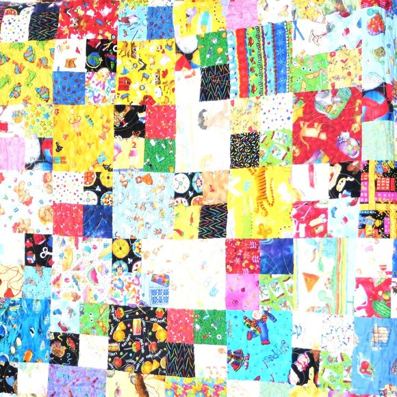 BLNK1 - Vintage PATCHWORK QUILT BABY BLANKET Baby Nursery Handmade Blanket - Picture 4 of 8